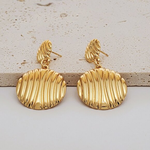 14K Gold Womens Hanging Double Drop Earrings Ladies New 14K Silver Hoops Jewelry
